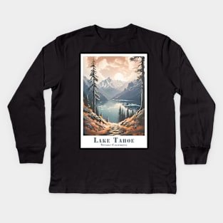 Retro Vintage Lake Tahoe nevada California Majestic View Poster Kids Long Sleeve T-Shirt